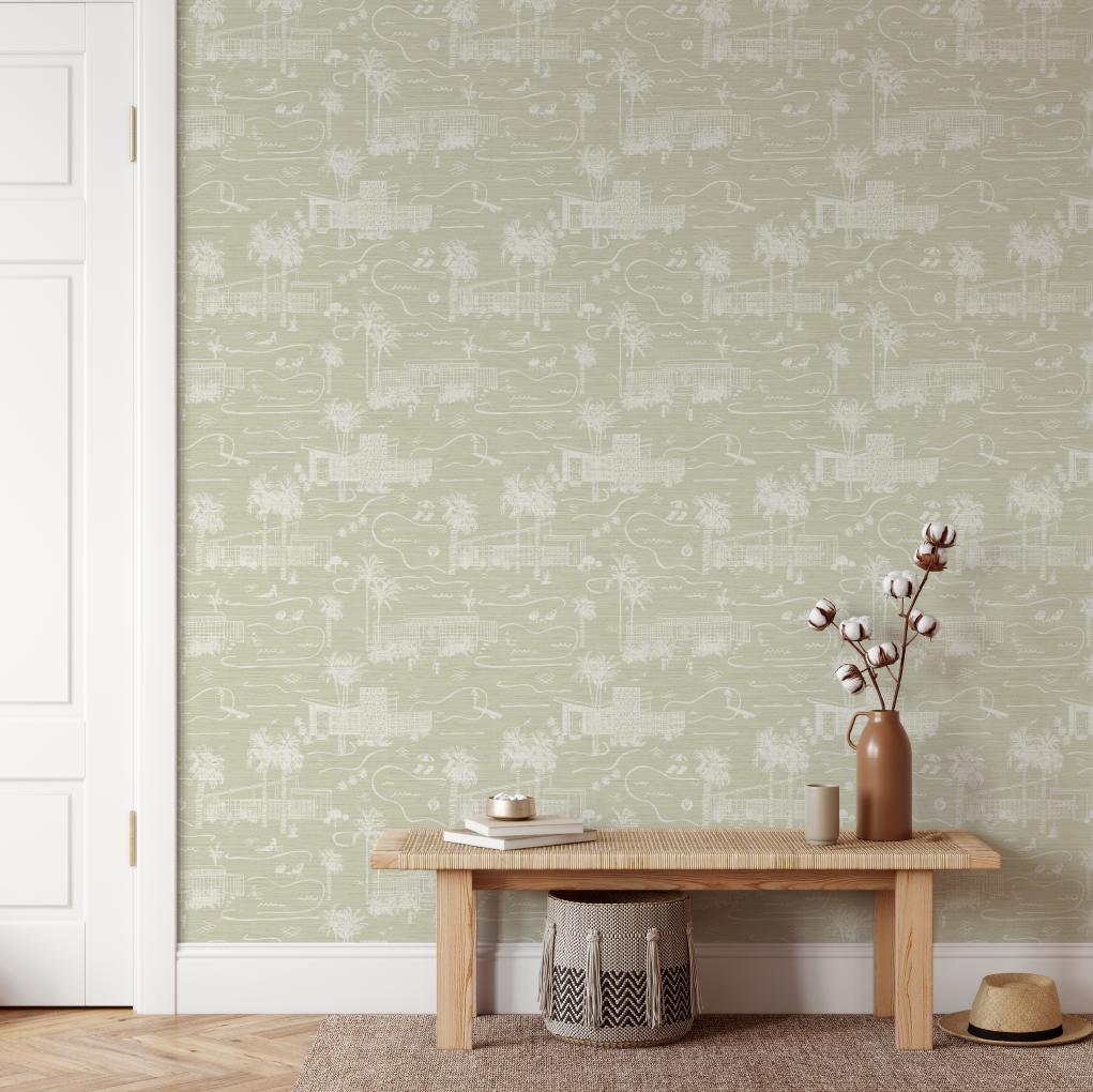 Love Shack Palm Springs Toile Wallpaper