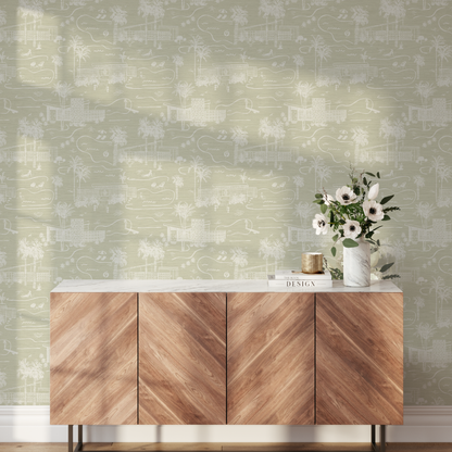 Love Shack Palm Springs Toile Wallpaper