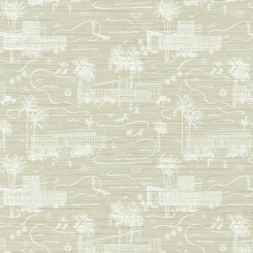 Love Shack Palm Springs Toile Wallpaper