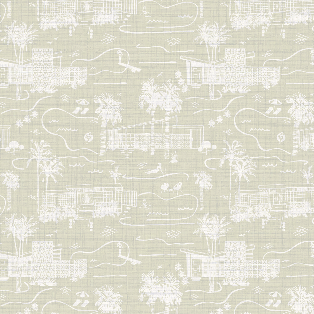 Love Shack Palm Springs Toile Wallpaper