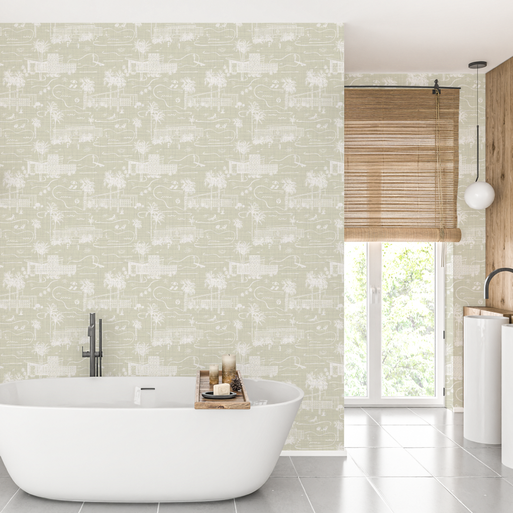 Love Shack Palm Springs Toile Wallpaper