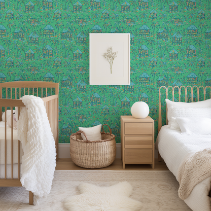 Mai Tai Morning Tiki Hut Wallpaper