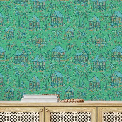 Mai Tai Morning Tiki Hut Wallpaper