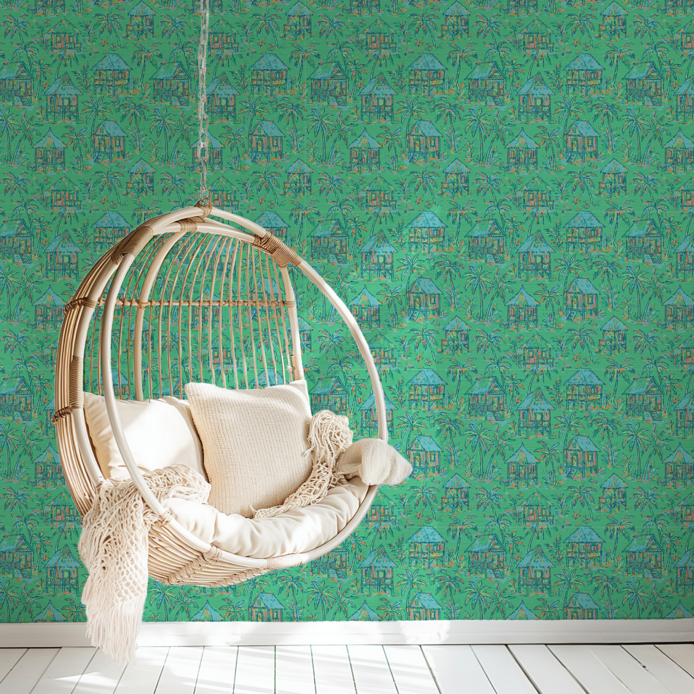 Mai Tai Morning Tiki Hut Wallpaper