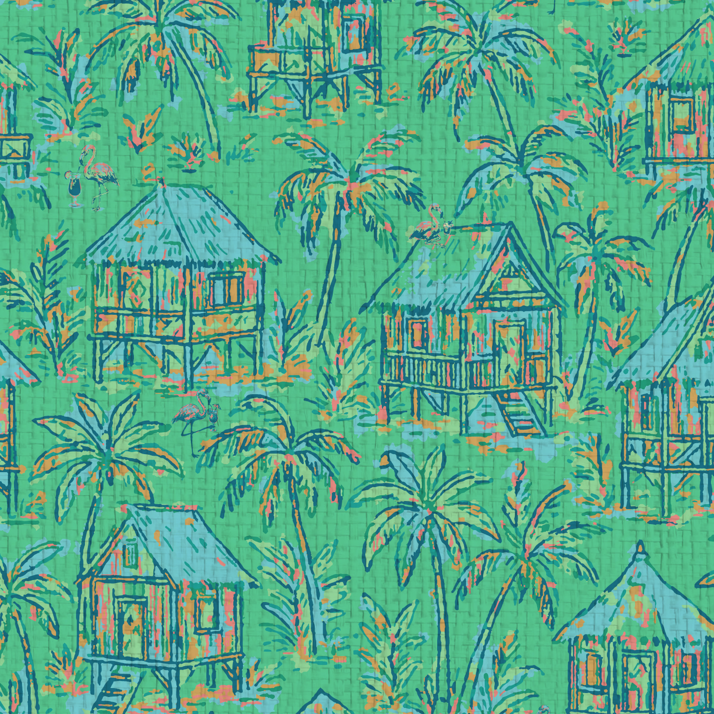 Mai Tai Morning Tiki Hut Wallpaper