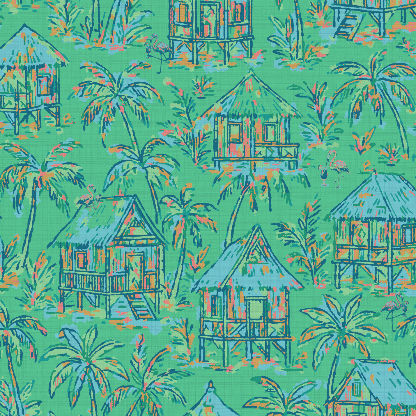 Mai Tai Morning Tiki Hut Wallpaper
