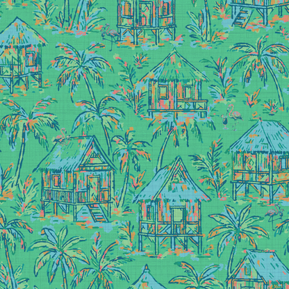 Mai Tai Morning Tiki Hut Wallpaper