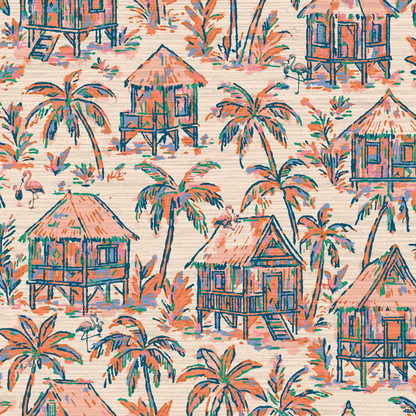 Mai Tai Morning Tiki Hut Wallpaper