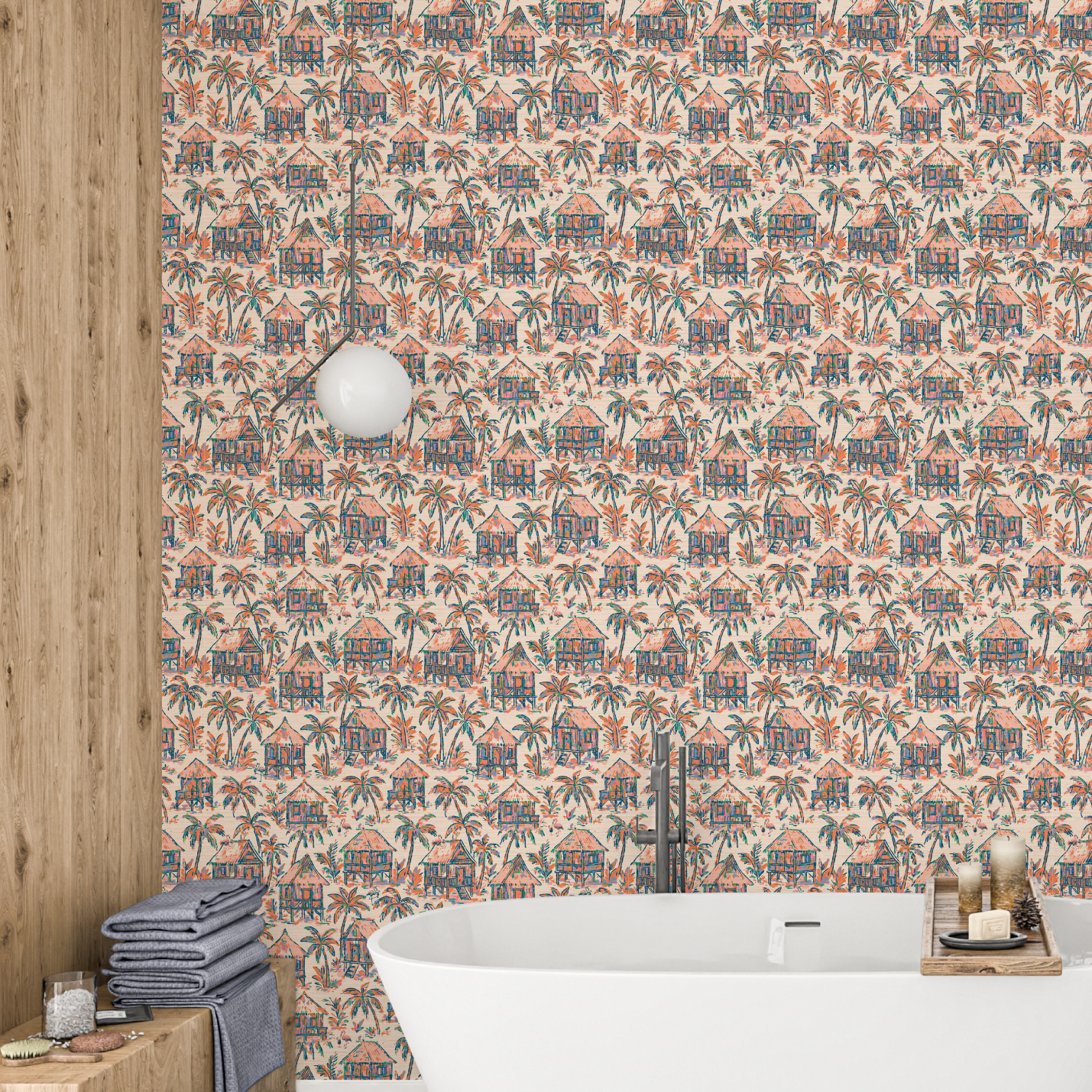 Mai Tai Morning Tiki Hut Wallpaper