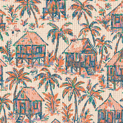 Mai Tai Morning Tiki Hut Wallpaper