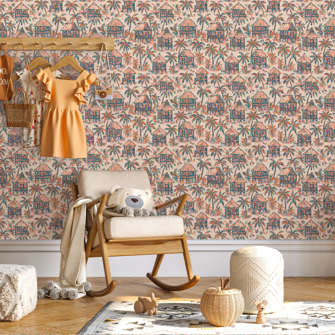 Mai Tai Morning Tiki Hut Wallpaper