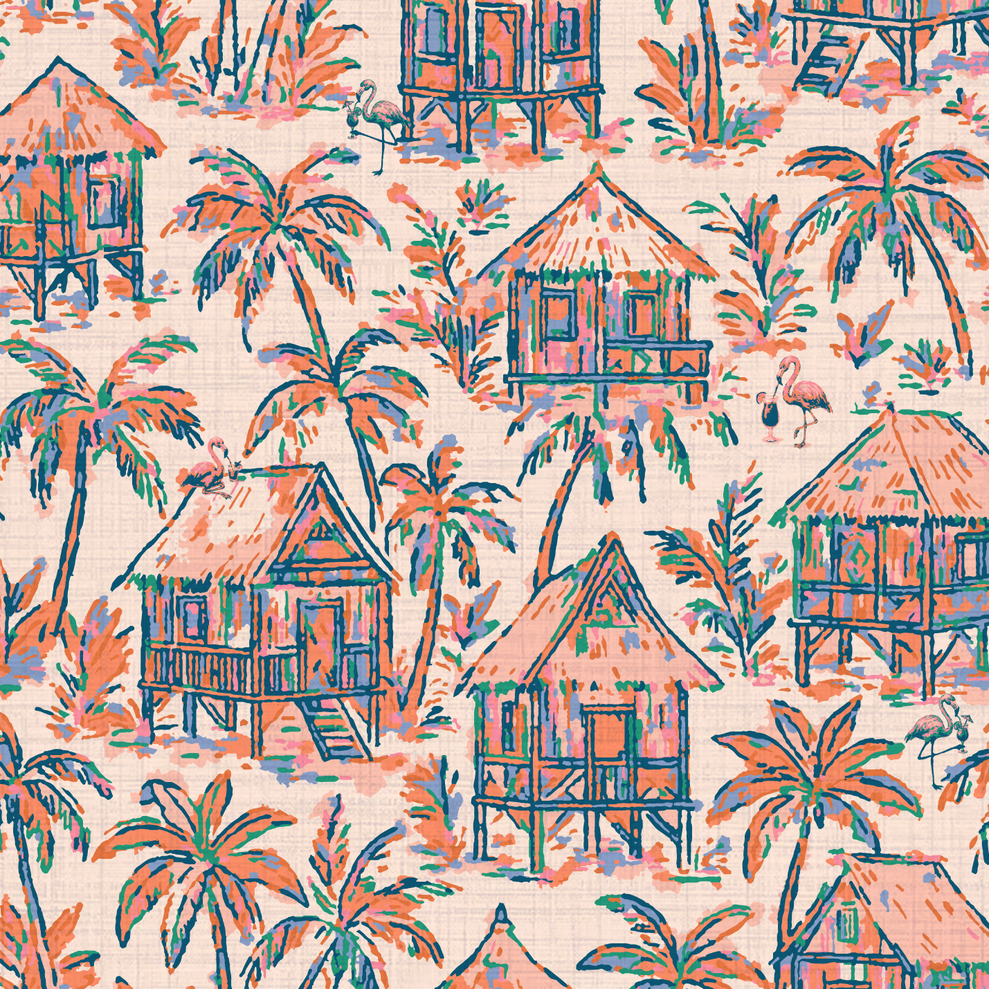 Mai Tai Morning Tiki Hut Wallpaper