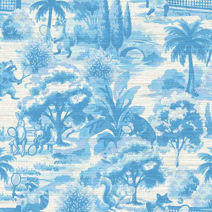 Match Point Tennis Toile Wallpaper