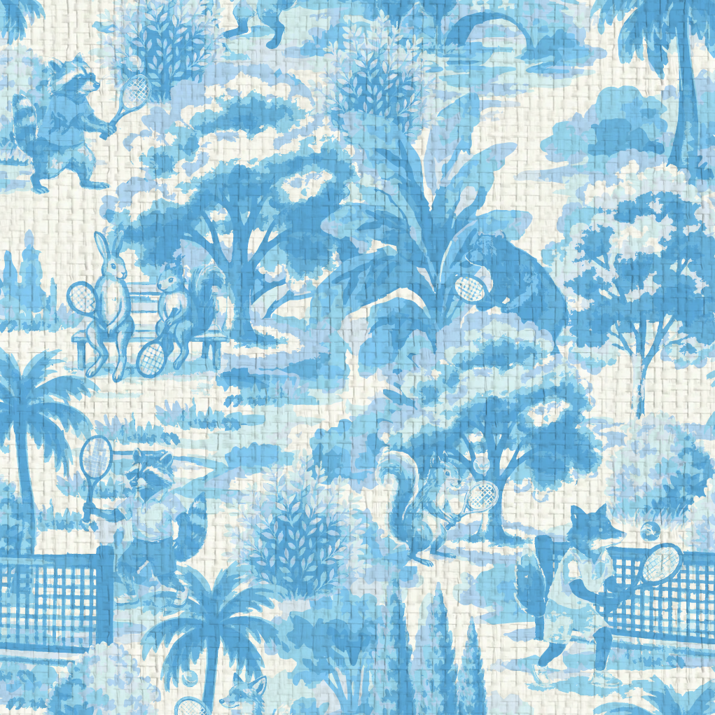 Match Point Tennis Toile Wallpaper