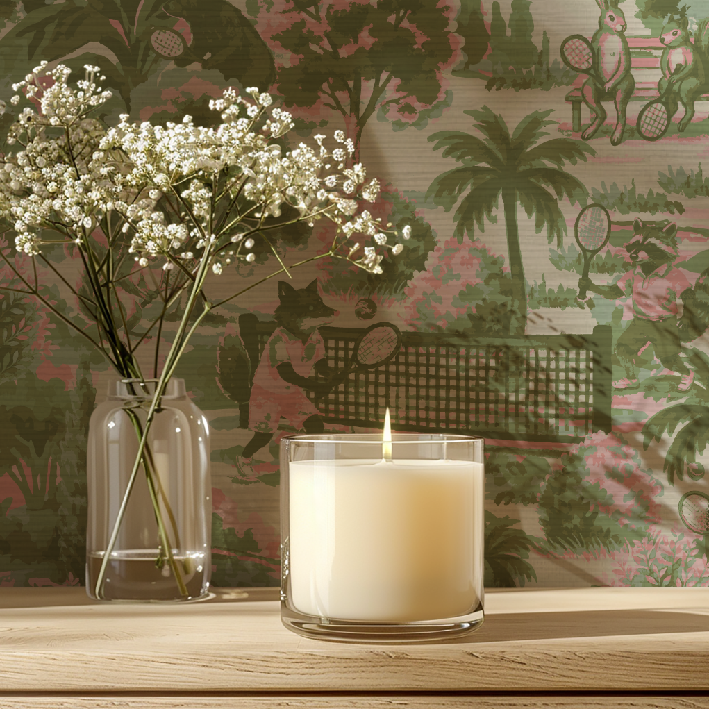 Match Point Tennis Toile Wallpaper