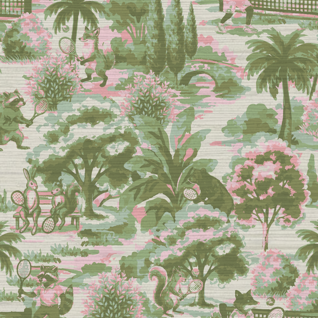 Match Point Tennis Toile Wallpaper