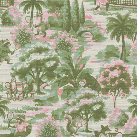 Match Point Tennis Toile Wallpaper