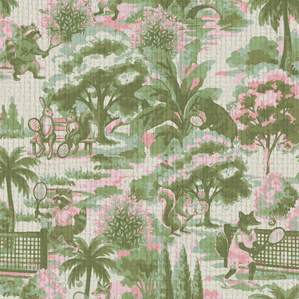 Match Point Tennis Toile Wallpaper