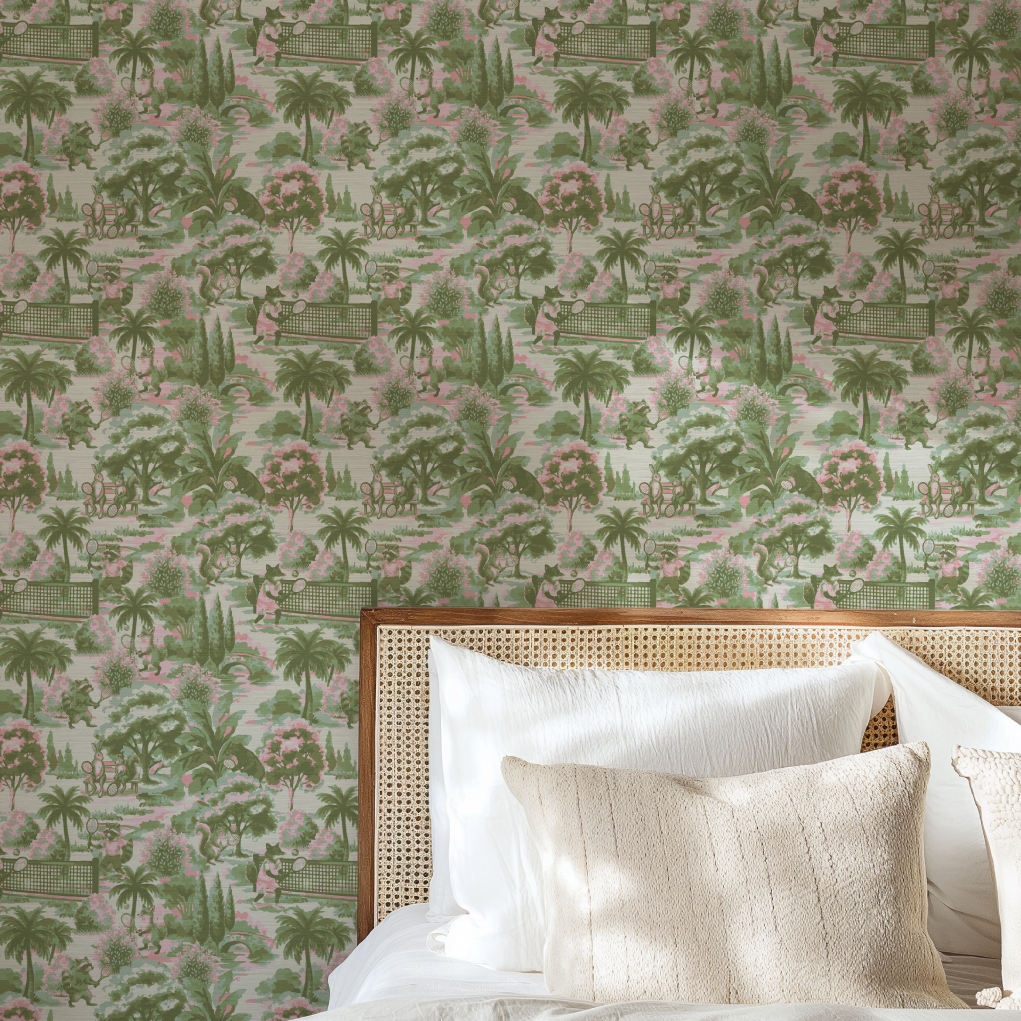 Match Point Tennis Toile Wallpaper