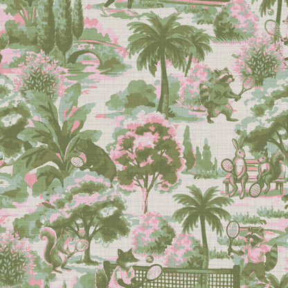 Match Point Tennis Toile Wallpaper