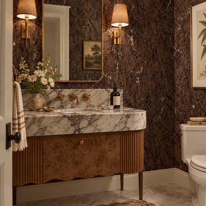 Mighty Oak in Brown with Metallic Silver Natural Cork Wallpaper