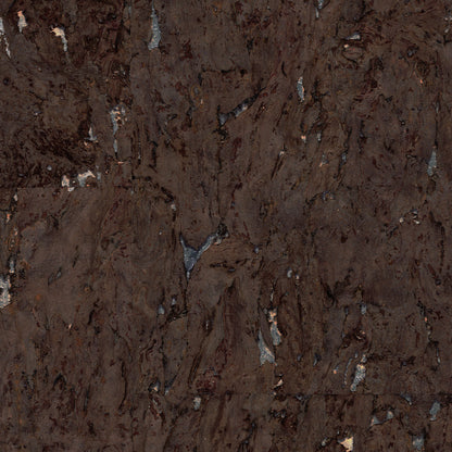 Mighty Oak in Brown with Metallic Silver Natural Cork Wallpaper
