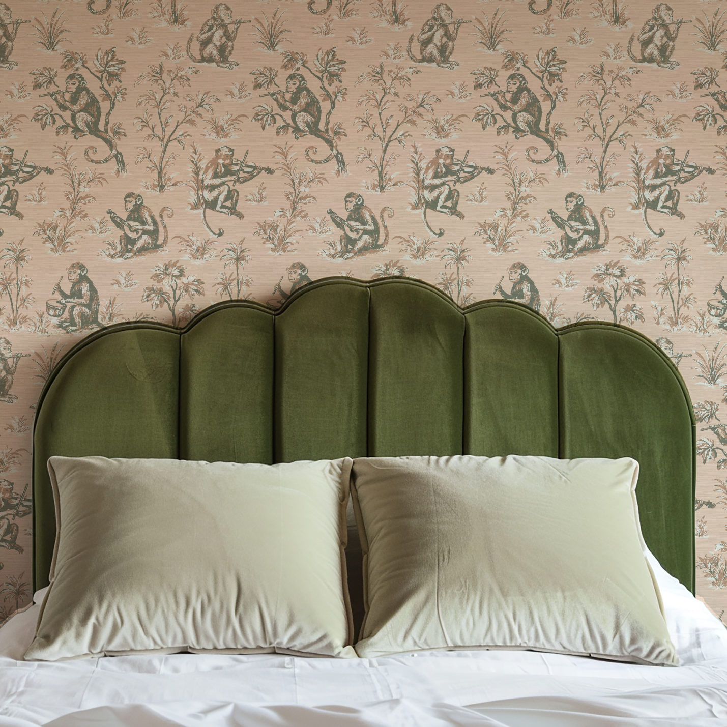 Monkey See Monkey Play Toile Wallpaper