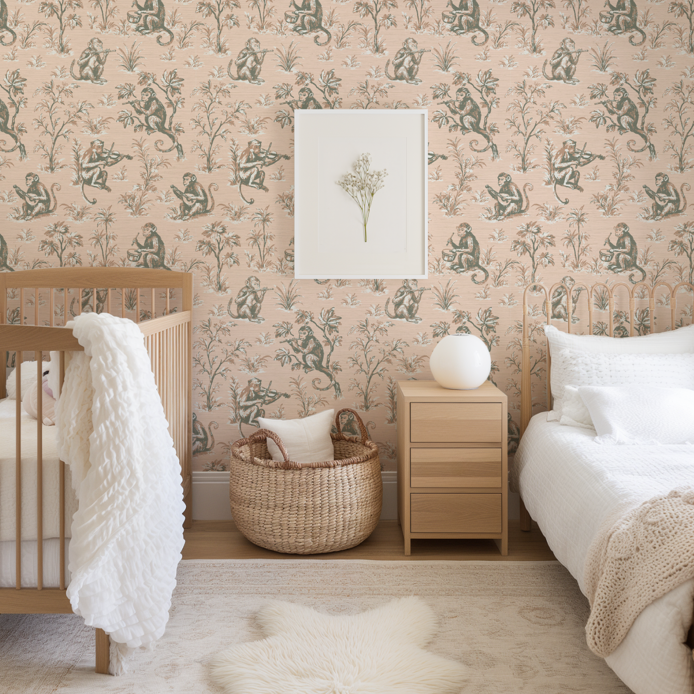 Monkey See Monkey Play Toile Wallpaper