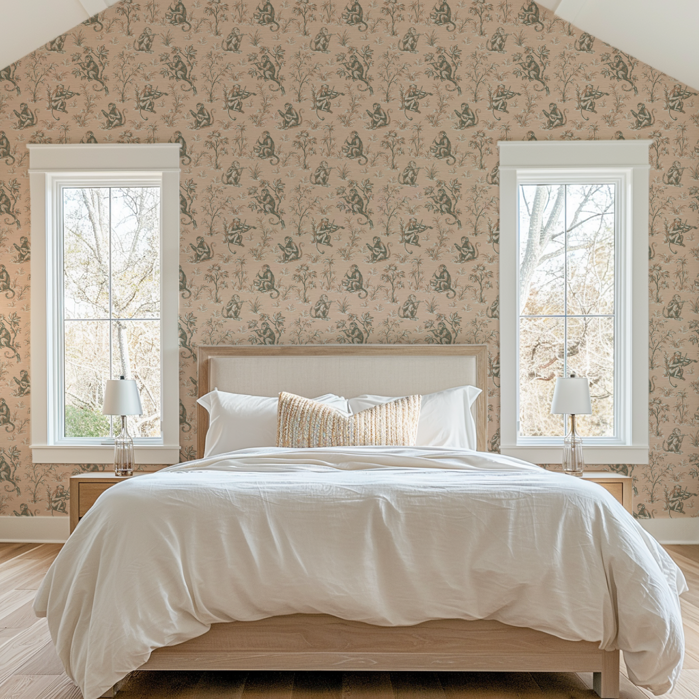 Monkey See Monkey Play Toile Wallpaper