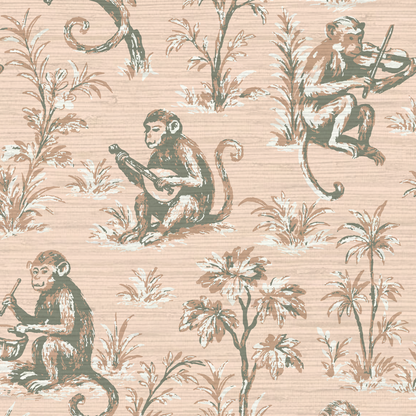 Monkey See Monkey Play Toile Wallpaper