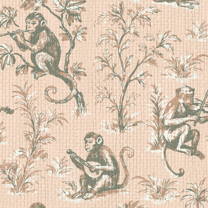 Monkey See Monkey Play Toile Wallpaper