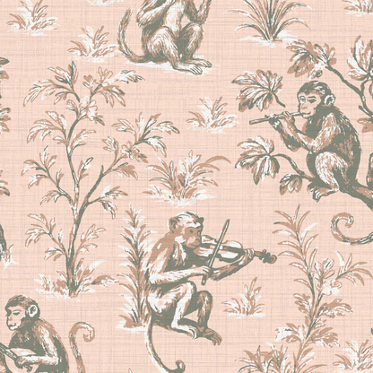 Monkey See Monkey Play Toile Wallpaper
