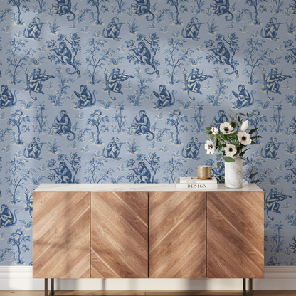 Monkey See Monkey Play Toile Wallpaper