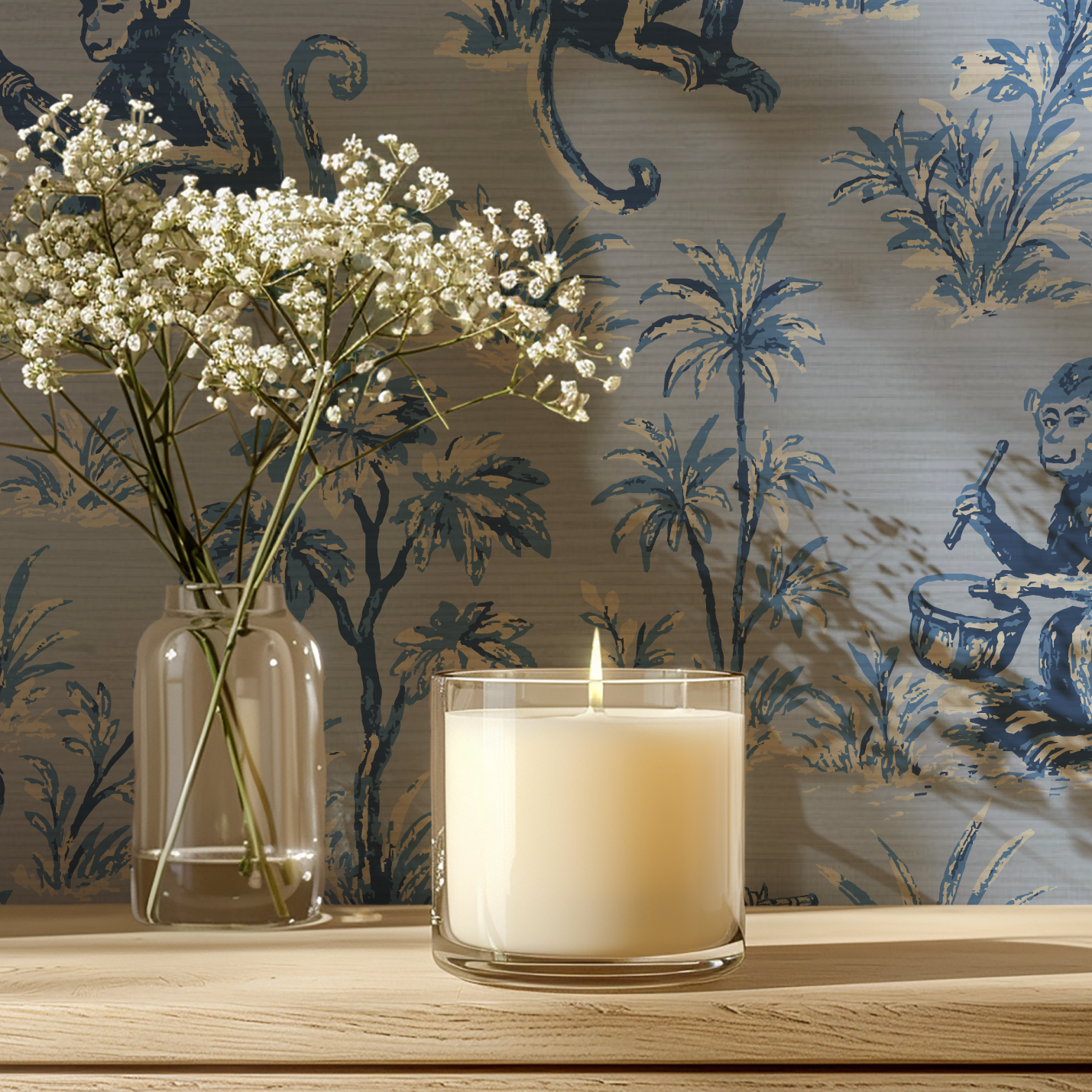 Monkey See Monkey Play Toile Wallpaper