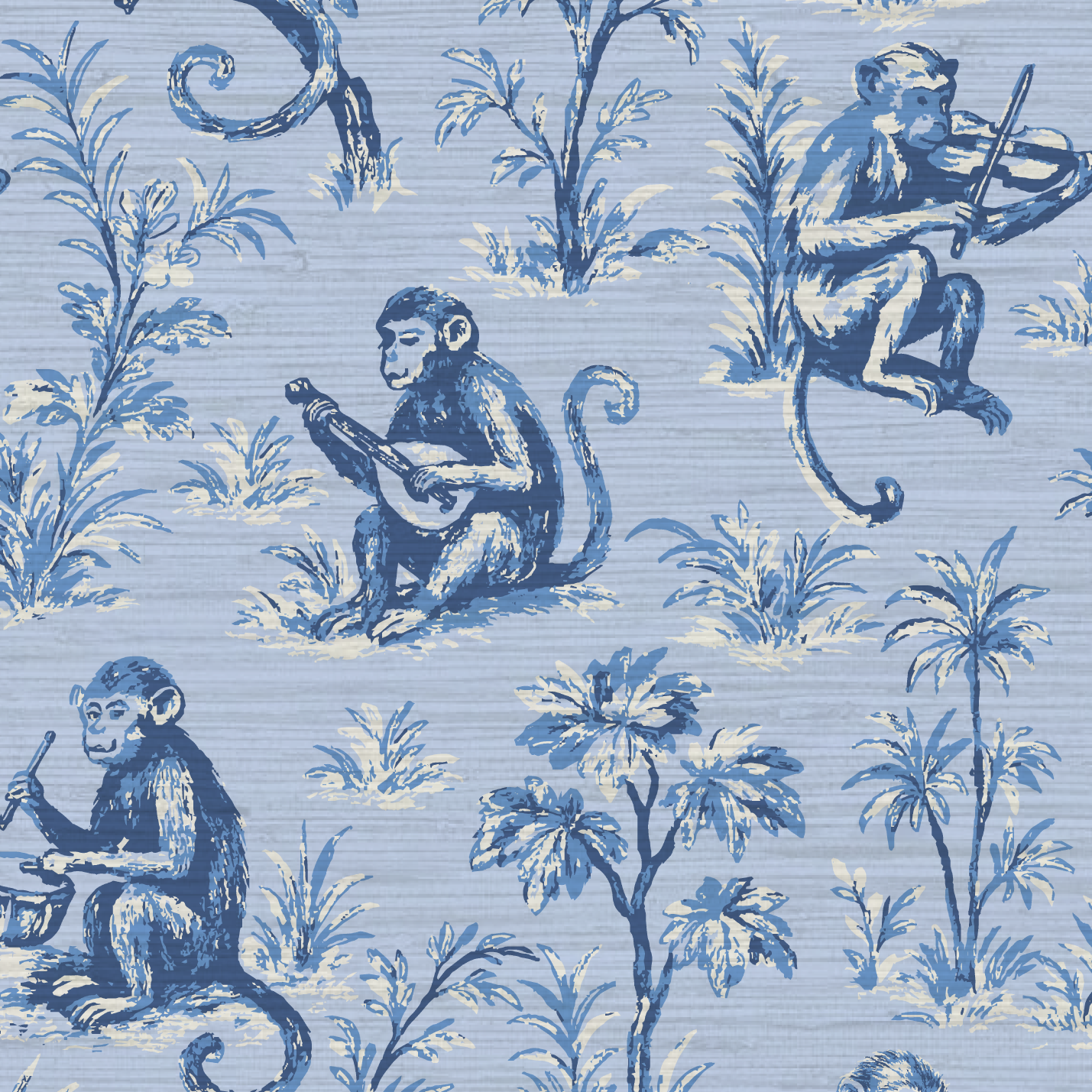 Monkey See Monkey Play Toile Wallpaper