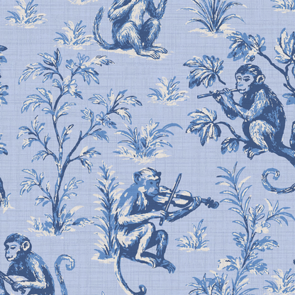 Monkey See Monkey Play Toile Wallpaper
