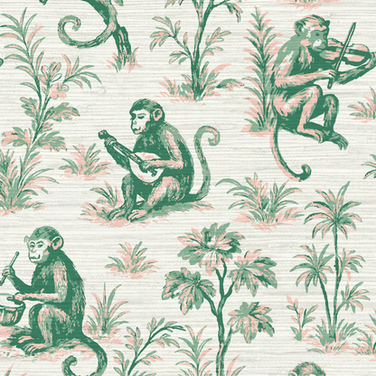 Monkey See Monkey Play Toile Wallpaper
