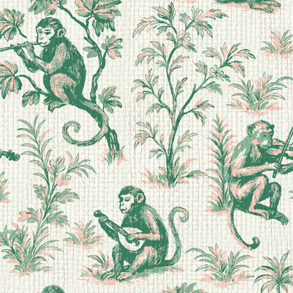 Monkey See Monkey Play Toile Wallpaper