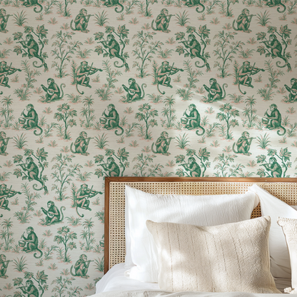 Monkey See Monkey Play Toile Wallpaper