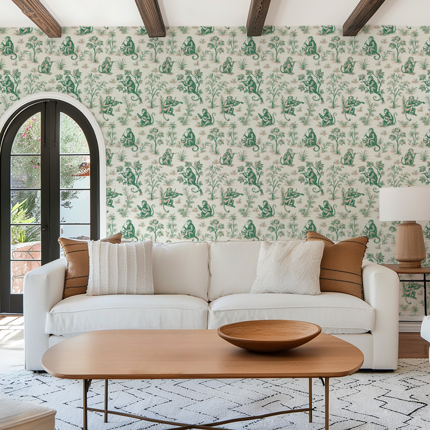 Monkey See Monkey Play Toile Wallpaper