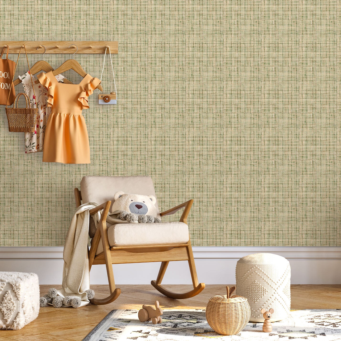 My Green Horizon Sage Textured Paperweave Wallpaper