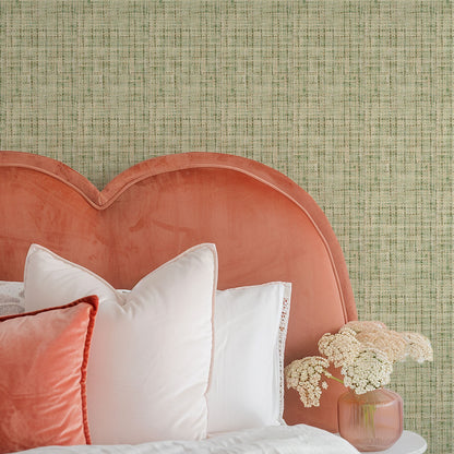 My Green Horizon Sage Textured Paperweave Wallpaper