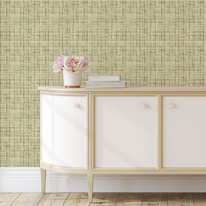 My Green Horizon Sage Textured Paperweave Wallpaper