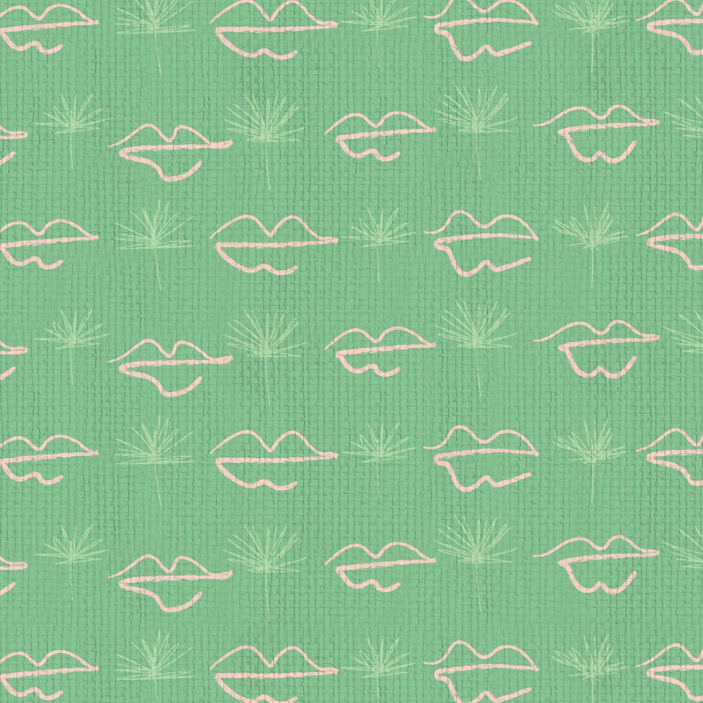 wallpaper Natural Textured Eco-Friendly Non-toxic High-quality Sustainable Interior Design Bold Custom Tailor-made Retro chic Bold Salon Beauty lips Botox jungle bold stripe lips jungle tropical makeup pink green teal palm tree paperweave paper weave