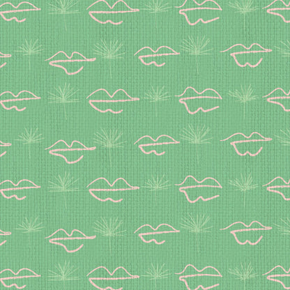 wallpaper Natural Textured Eco-Friendly Non-toxic High-quality Sustainable Interior Design Bold Custom Tailor-made Retro chic Bold Salon Beauty lips Botox jungle bold stripe lips jungle tropical makeup pink green teal palm tree paperweave paper weave