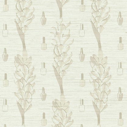 Grasscloth wallpaper Natural Textured Eco-Friendly Non-toxic High-quality Sustainable Interior Design Bold Custom Tailor-made Retro chic Bold Salon Beauty lips Botox jungle bold stripe botanical flower florals vertical nail nail polish beauty bar salon tan cream white beige sand neutral natural tonal