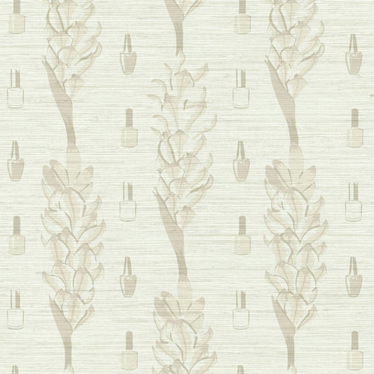 Grasscloth wallpaper Natural Textured Eco-Friendly Non-toxic High-quality Sustainable Interior Design Bold Custom Tailor-made Retro chic Bold Salon Beauty lips Botox jungle bold stripe botanical flower florals vertical nail nail polish beauty bar salon tan cream white beige sand neutral natural tonal