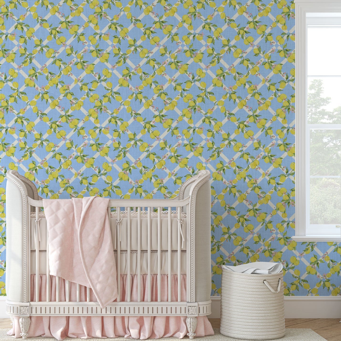 wallpaper Natural Textured Eco-Friendly Non-toxic Sustainable Interior Design Retro chic Grand millennial Maximalism Traditional Dopamine decorCoastal Garden Seaside Seashore Waterfront Vacation home styling Retreat Relaxed beach vibes Beach cottage Shoreline Oceanfront preppy Nature inspired Vertical Grid lemons fruit food Cottage core Countryside Vintage Imperfect Rural Farm core rustic stripe yellow pink flowers lattice botanical yellow green leaf french blue pale baby kids sky blue linen