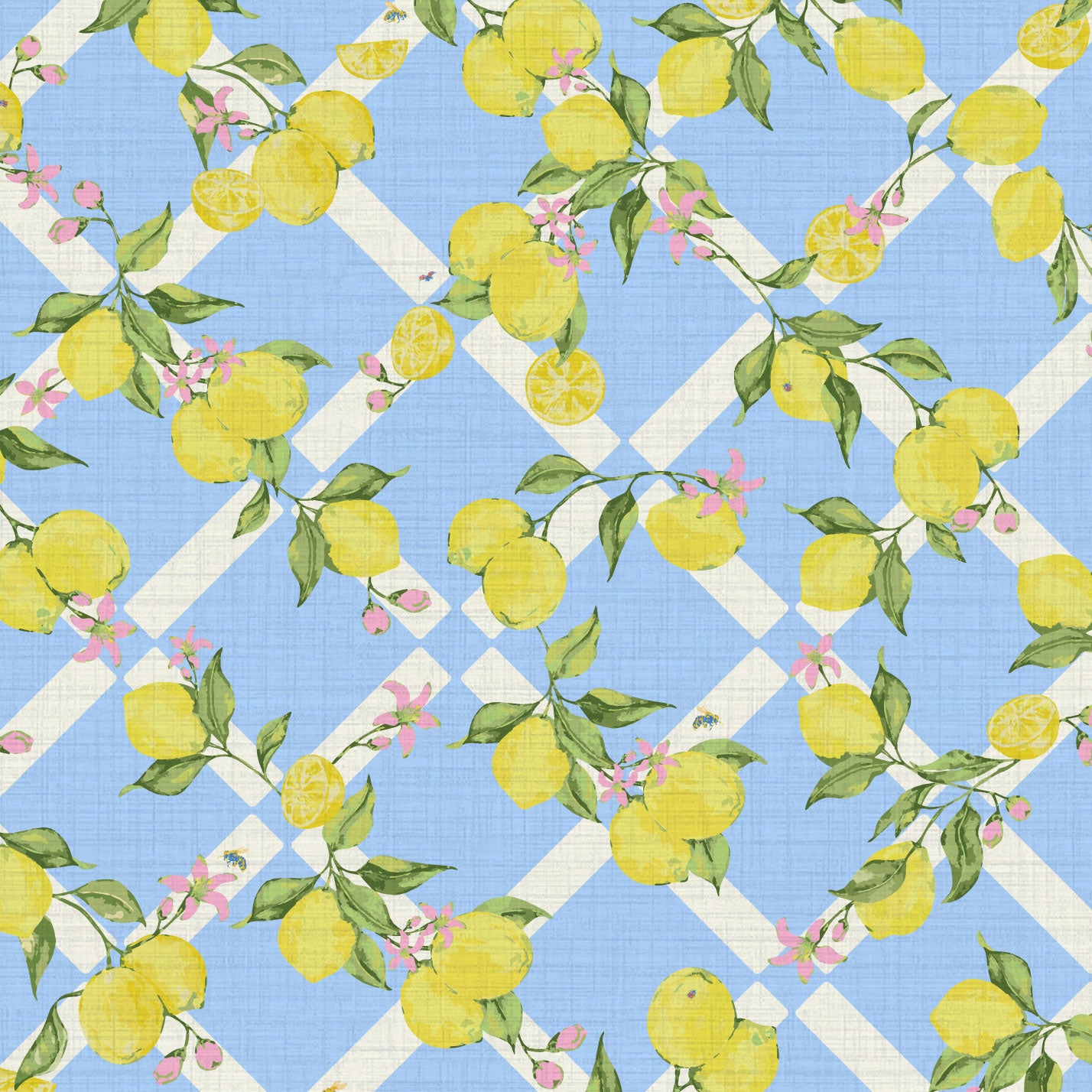 Never Tear Us Apart Lemon Lattice Floral Wallpaper