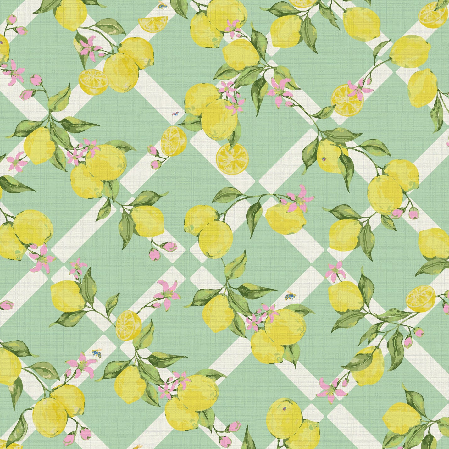 Never Tear Us Apart Lemon Lattice Floral Wallpaper